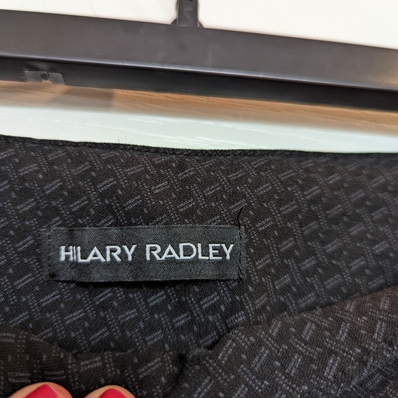 Hilary Radley Slim Straight Leg Black Jacquard Pants Size 8 - Picture 4 of 6